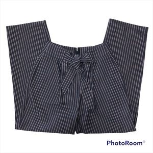 june & hudson Ankle Length Pants Pinstriped Blue Blush Tie Waist Back Zipper